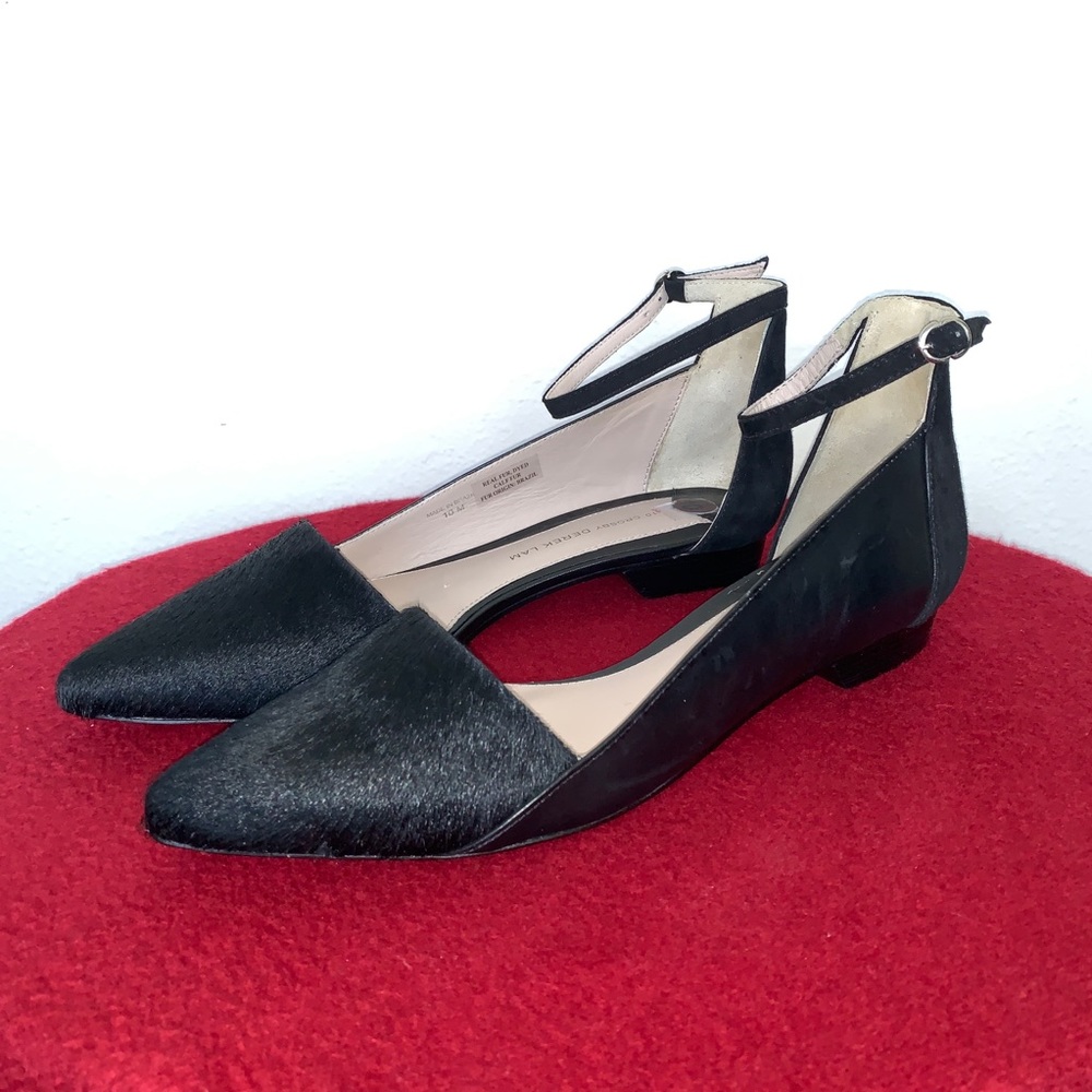 Derek Lam 10 Crosby, Black Calf Hair Flats, 9